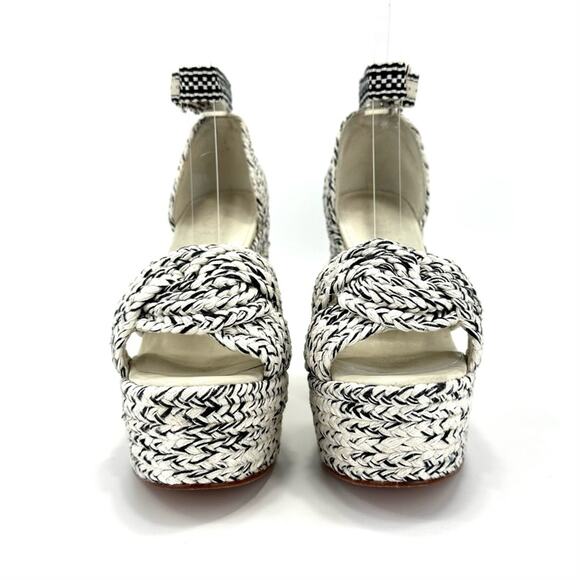 Antolina Paris Barbara Platform High Heel Sandal Sz 10 White Black Woven Cotton - Picture 12 of 16